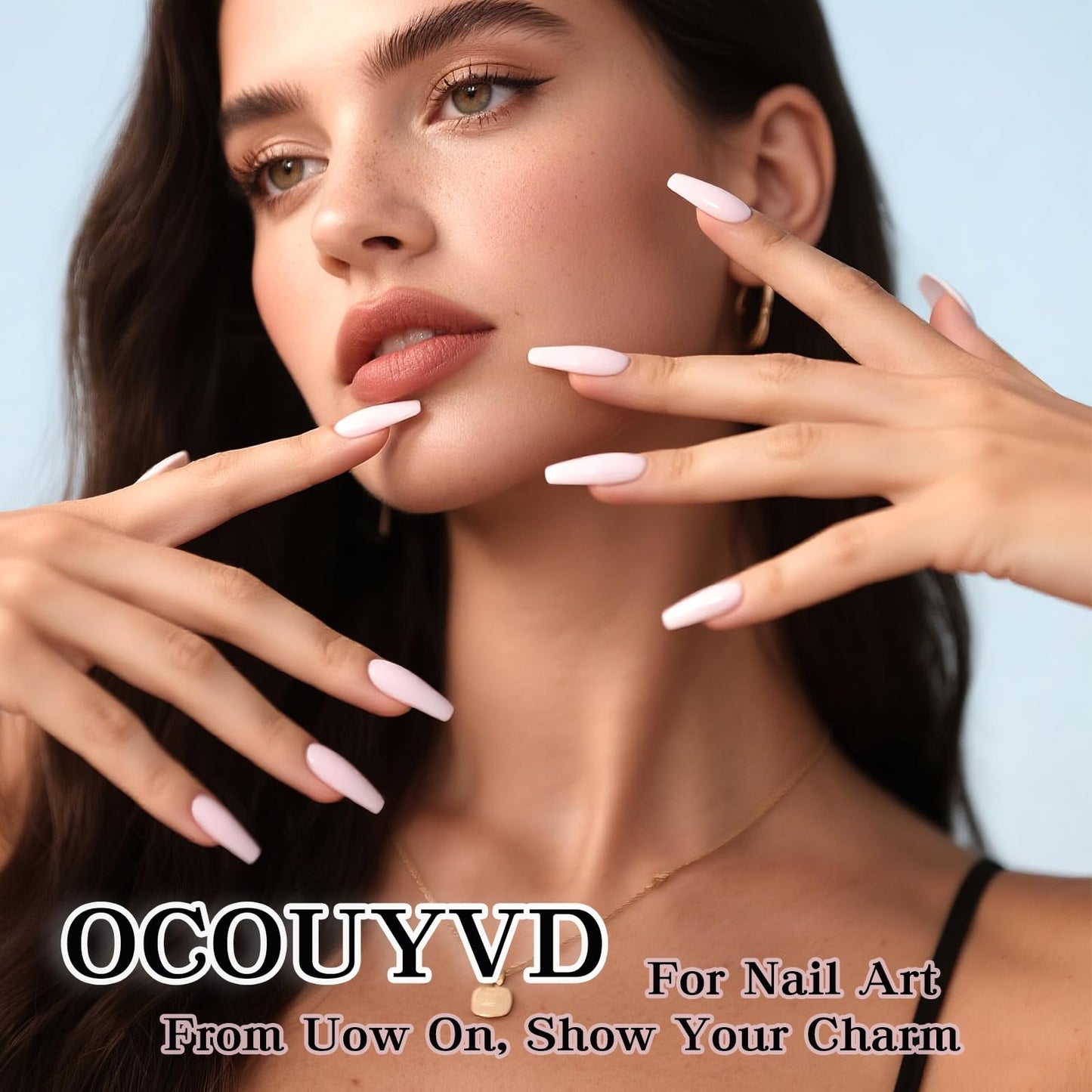 24PCS Cute Oval Press on Nails Set - Nude Gel Fake Nails with Pastel Flower Pattern & White French Tip Full Cover Glossy Spring Summer Cute Glue on Artificial Stick on False Nails for Women Girls