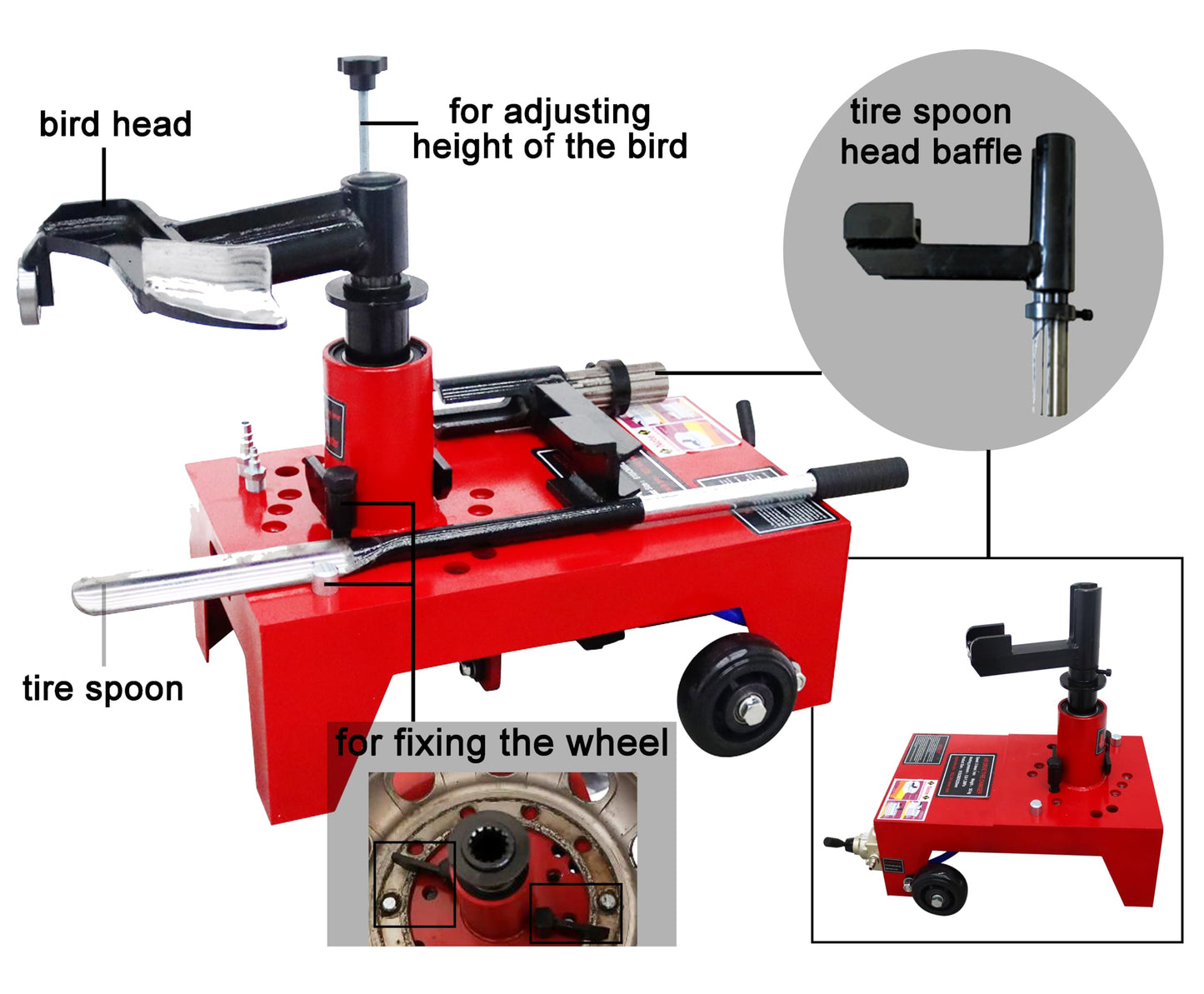 TECHTONGDA Air Tire Changer Pneumatic Portable Wheel Changing Machine for R22.5 Tire