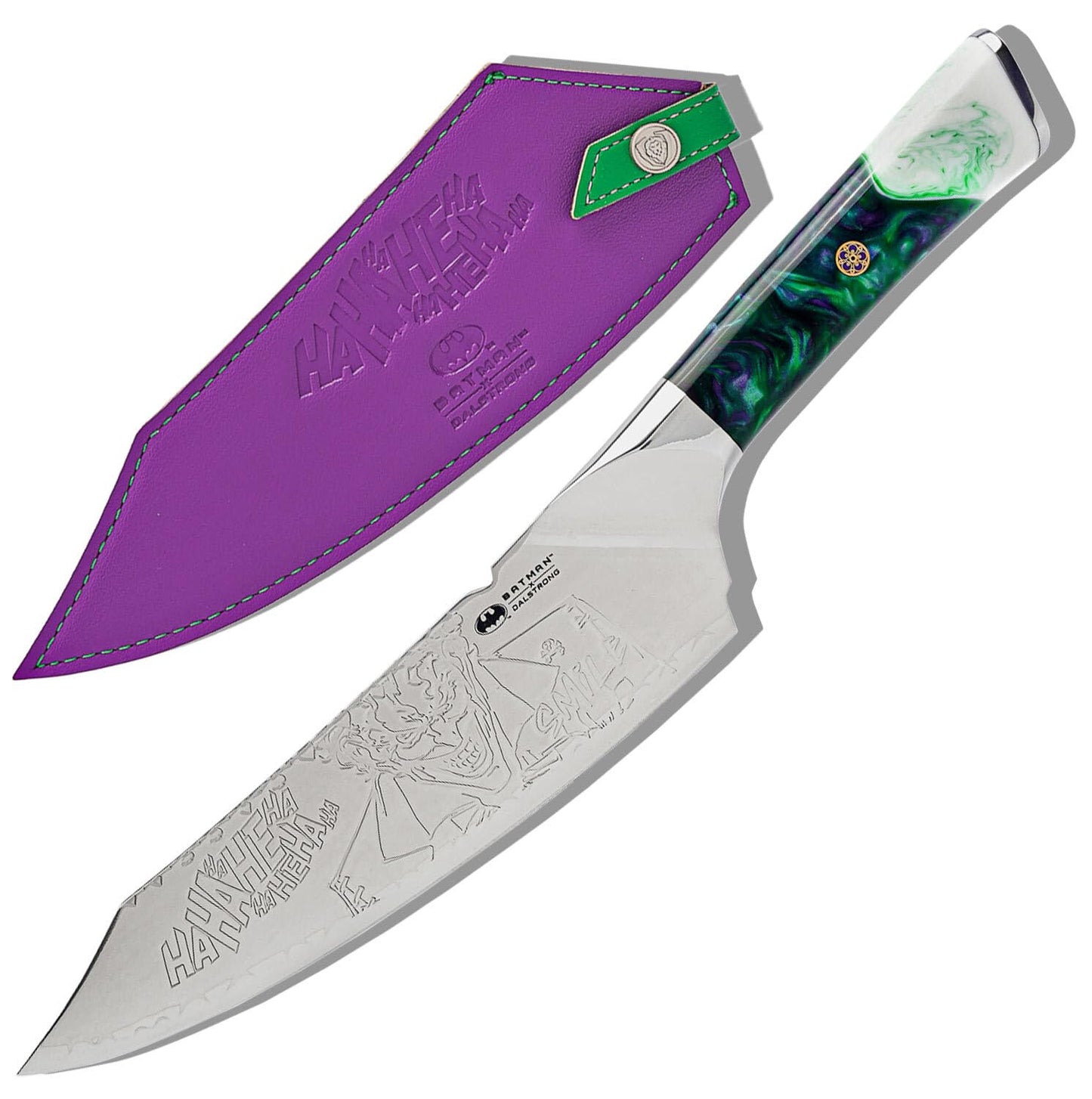Dalstrong Professional Chef Knife - 8" - THE JOKER Edition Official License - 5 Layer 9CR18MOV Stainless Steel - Resin Handle - Knife Guard