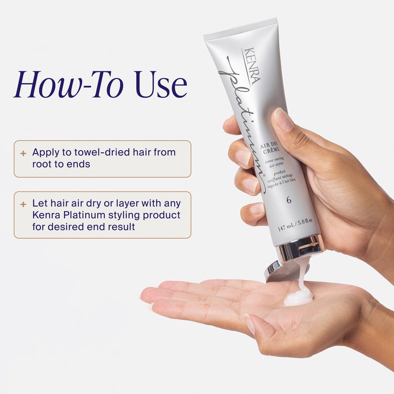 Kenra Professional Platinum Air Dry Crème 6 | Time-Saving Air Styler | Enhances Natural Body | Tames Frizz With Delicate Hold | Natural, Product Free Finish | All Hair Types | 5 fl. Oz