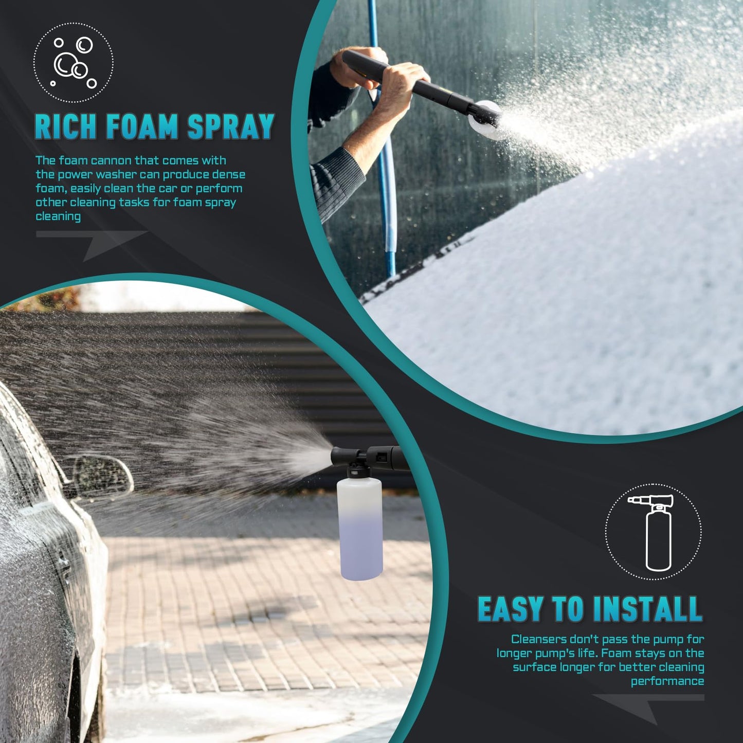 Pressure Washer 5000PSI 3.6GPM Power Washer Touch Screen Adjustable Pressure,4 Nozzles and 500ml Foam Cannon Power Washer Cleaning for Cars/Fences/Driveways/Patios/Home Cleaning