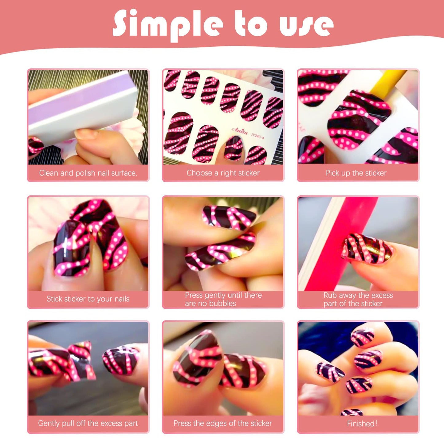 660 Pieces 30 Sheets Toes Nail Polish Strips Glitter Gel Nail Stickers Full Nail Wraps Self Adhesive Nail Polish Stickers for Women Girls Nails Art Accessories with File