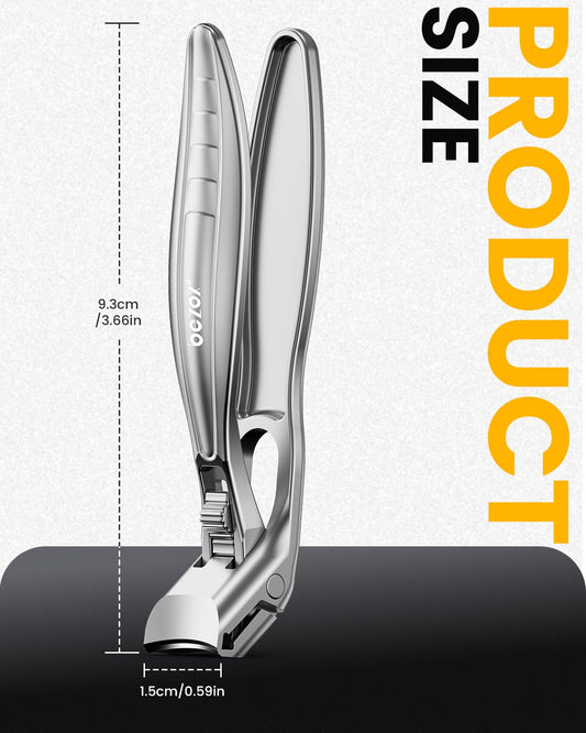 BEZOX Curved Toenail Clippers for Seniors – Safety Lock, Wide Opening, and Anti-Slip Grip Nail Clipper for Thick Nails - Silver