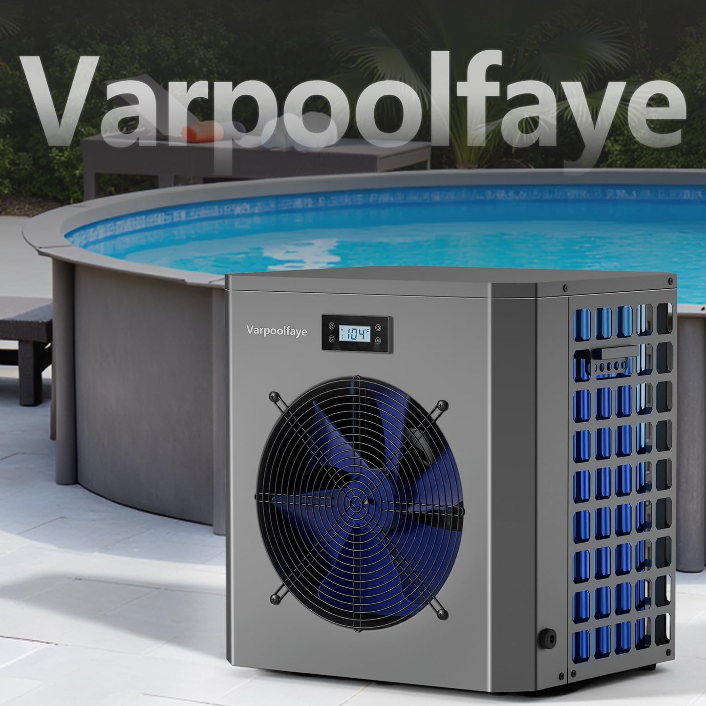 Varpoolfaye 16000 BTU Swimming Pool Heat Pump 5000 Gallon Electric Pool Heater for Above Ground Pool 5KW Heating or Cooling WiFi Control Timer Pool Heater 120V 60Hz