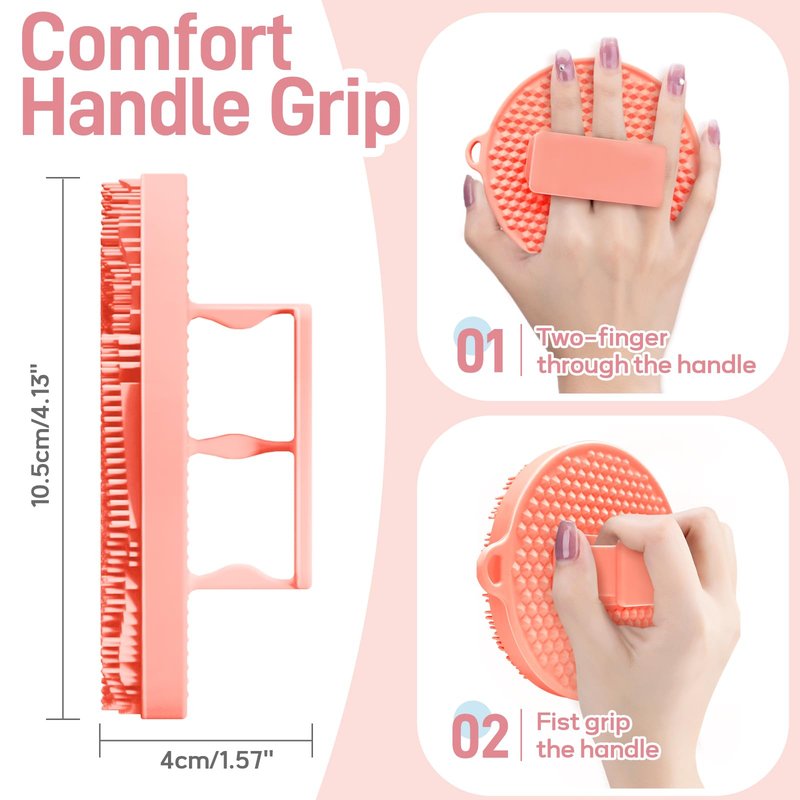 GEENOA Foot Brush/Foot File/Silicone Body Scrubber Set(3PCS), 3-in-1 Foot Scrubber with Long Handle, 10.2’’-27.5’’Adjustable Foot Scrub Brush with Foot File and Silicone Loofah, Gift-Box(Pink Set)