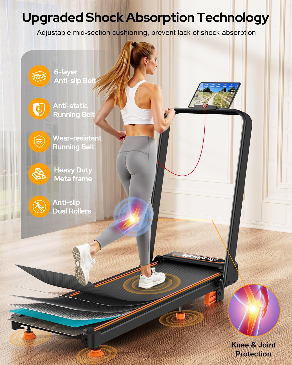 Walking Pad with 10% Incline, 3.5HP Lower Noise Than Other, Walking Pad Treadmill with Handle Bar, Portable Treadmills for Home Small, Foldable Walking Pad 350+lb Capacity, Smart App & Remote
