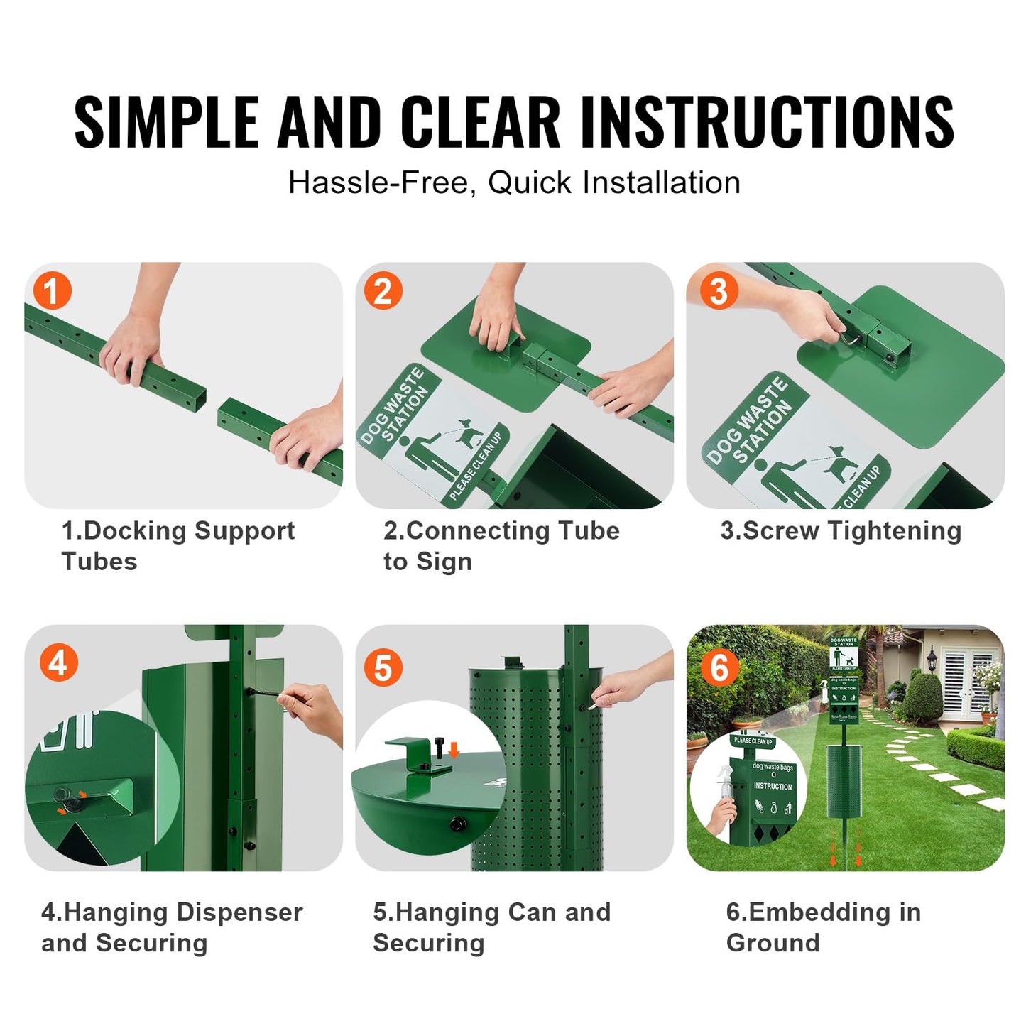 VEVOR Dog Waste Station with Hand Wash Bottle, 11.5 Gallons Pet Waste Bin with 50 Can Liners, Bag Dispenser & 600 Waste Bags, Outdoor Dog Waste Disposal System for Backyard
