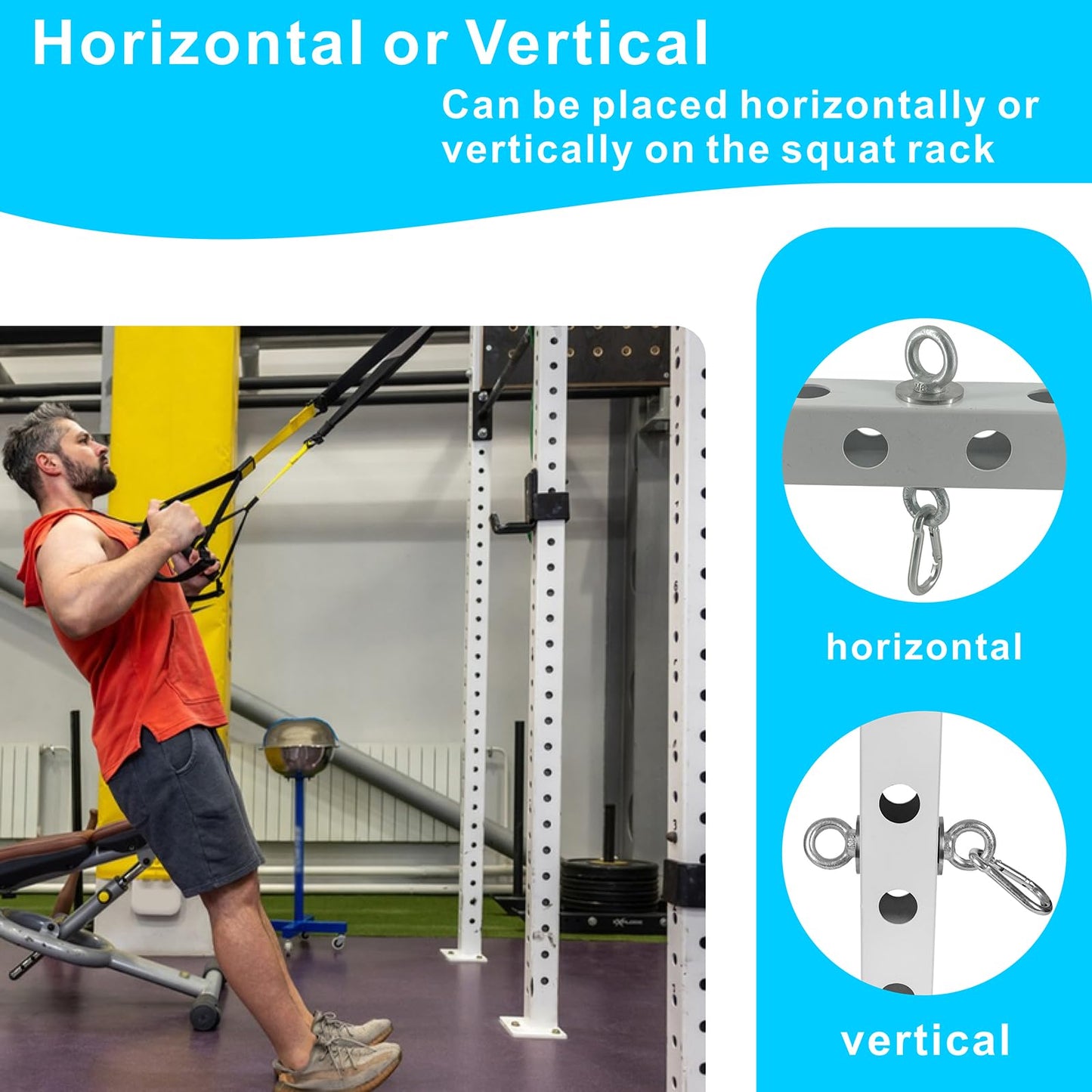 YZZHAJ Power Rack Attachments with Quick Connect Buckles, O-Ring Attachment for Squat Rack, Band Pegs Resistance Band Hooks Fits 2" x 2"" Power Rack with 1"" Hole"