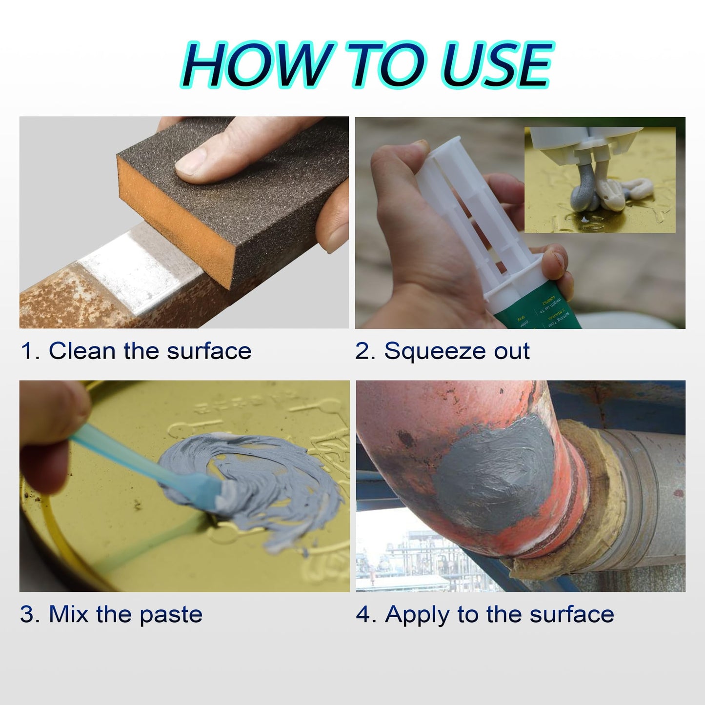 Metal Repair Glue, Muffler Repair kit, Epoxy Adhesive, Liquid Weld for Metal, for Stainless Steel, Plastics, Aluminum, Welding Metals to Metals Glue, high Strength，Heat and Water