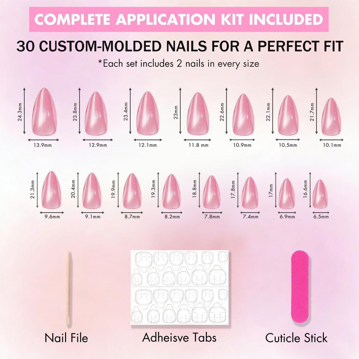 KQueenest Cat Eye Press On Nails Almond - Dark Ocean Blue Press On Nails Medium Stiletto, 30 Pcs 15 Sizes Glitter Fake Nails Press ons Black, Upgrade Thick Quality Glue on Nail for Women Party