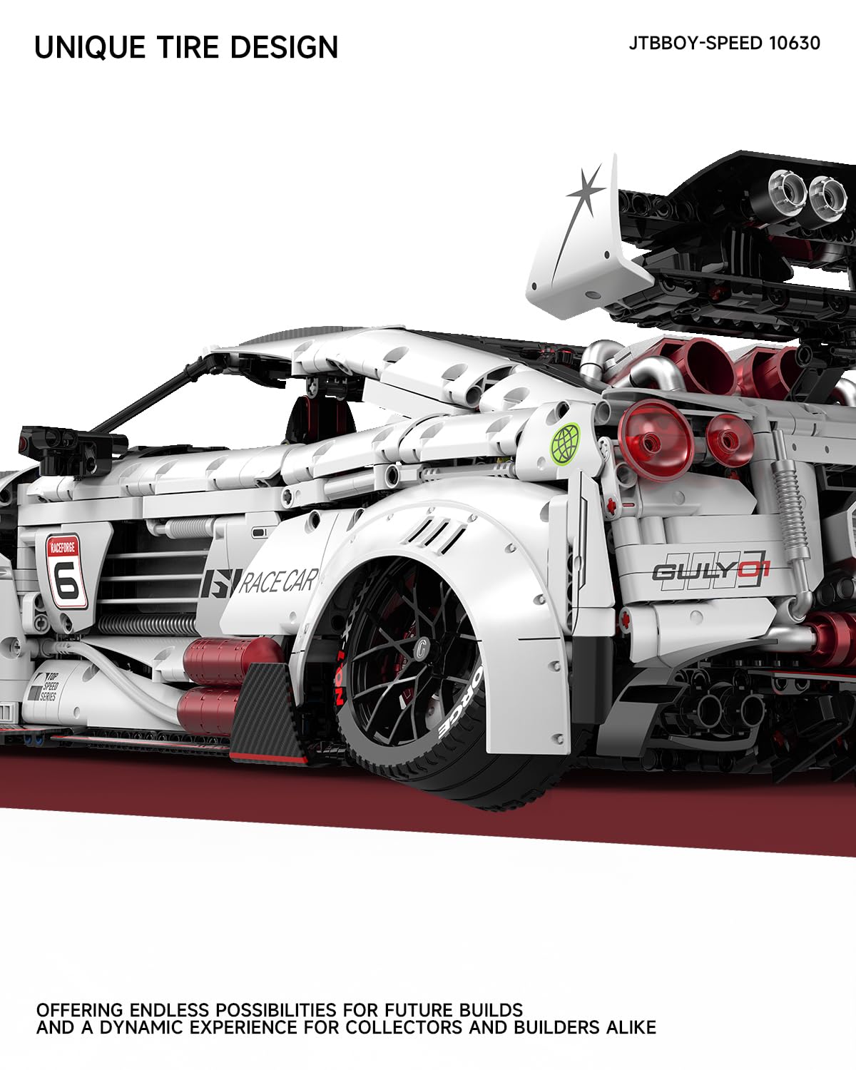 JTBBOY 1:8 Scale Race Car Building Set for Adults, Model Kit for Adults to Build, Collectible Car Building Kits, Supercar with Authentic Features,Display Model for Home or Office(3939PCS)