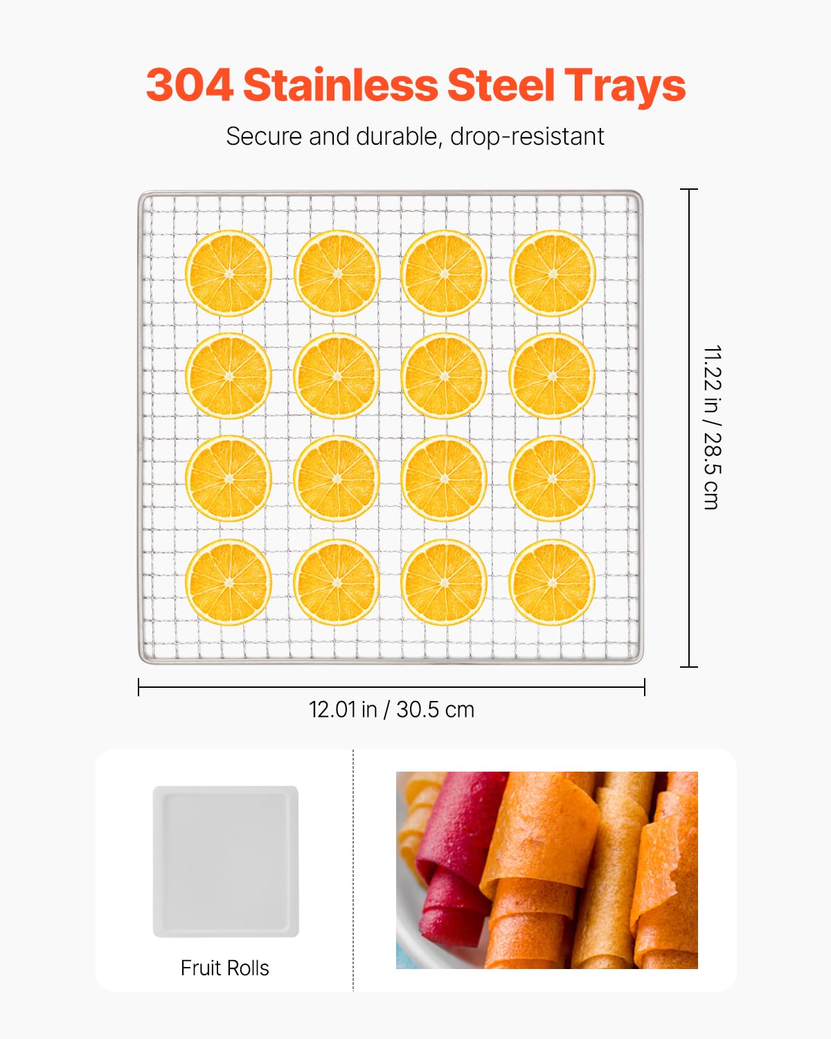 VEVOR Food Dehydrator, 10 Stainless Steel Trays Dehydrators Machine, 1000W Food Dryer with Adjustable Temp & 24-Hour Timer, Food Dehydrator for Jerky Meat Fruit Vegetables Herbs Dog Treats