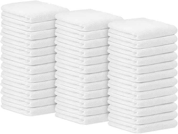 Avalon Towels Bar Towels (Pack of 36) Size 14x17 Inches â 100% Cotton, Absorbent and Reusable Cleaning Rags, Multipurpose Cleaning Towels, Terry Cloth Rags, Durable Shop Rags (White)