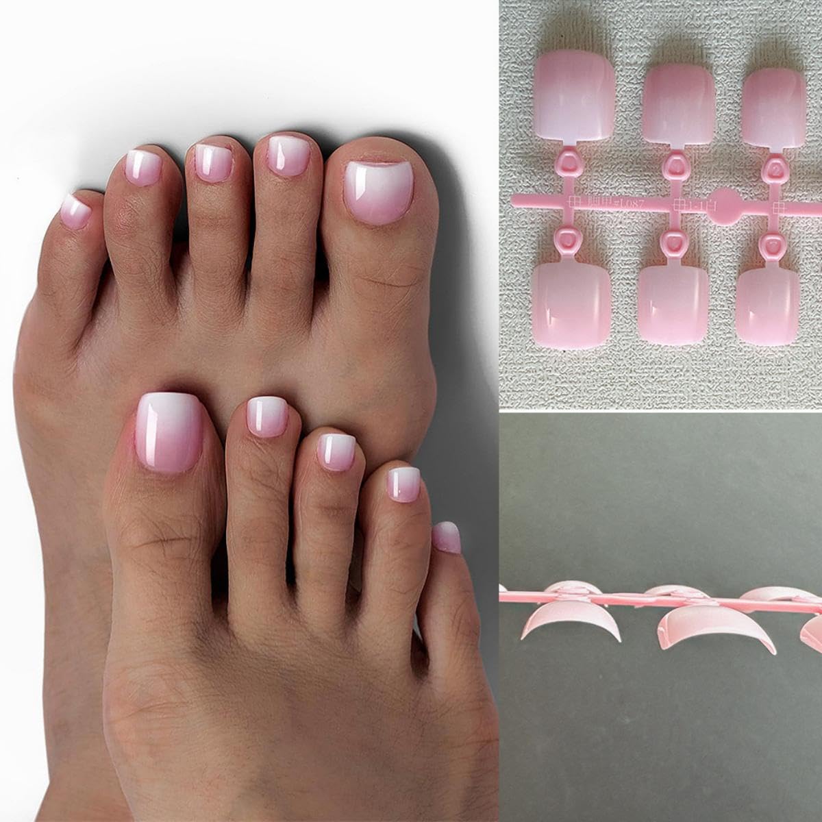 120Pcs Toe Nail Tips - Short White French Tip Toenail Press Ons,Skin Soft Gel Toe Nail Tips, Soak Off Press On Toenails Square Fake Toes for Women Girls Manicure No Glue Stickers 03…