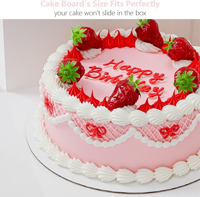 5 Pack Cake Boxes, 10x10x8 Inches Tall Cake Box with Cake Boards, White Bakery Boxes with Window, Disposable Cake Containers with Lids for Cake, Donuts, Pies, Cookies, Wedding, Birthday, Party