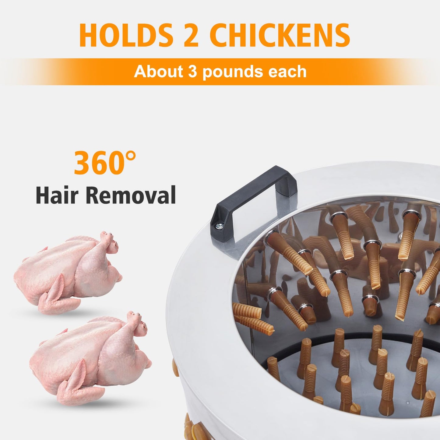 ActiveTrail 20" Stainless Steel Chicken Plucker Machine, 106 Soft Rubber Fingers, 550w Poultry Plucker with Wheels for Farm & Restaurant