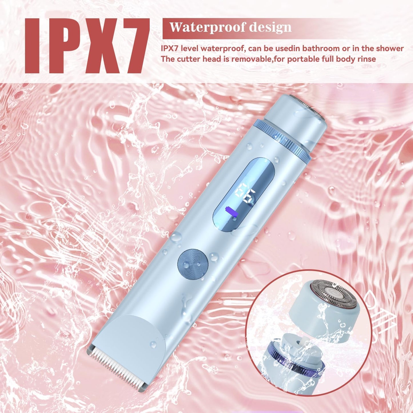 Bikini Trimmer for Women 2in1 High Power Epilators Hair Removal Waterproof Electric Razors Women's Electric Razor Pubic Hair Trimmer Shaver for Women for Ladies Pubic，Face， Underarms，Legs(Purple)