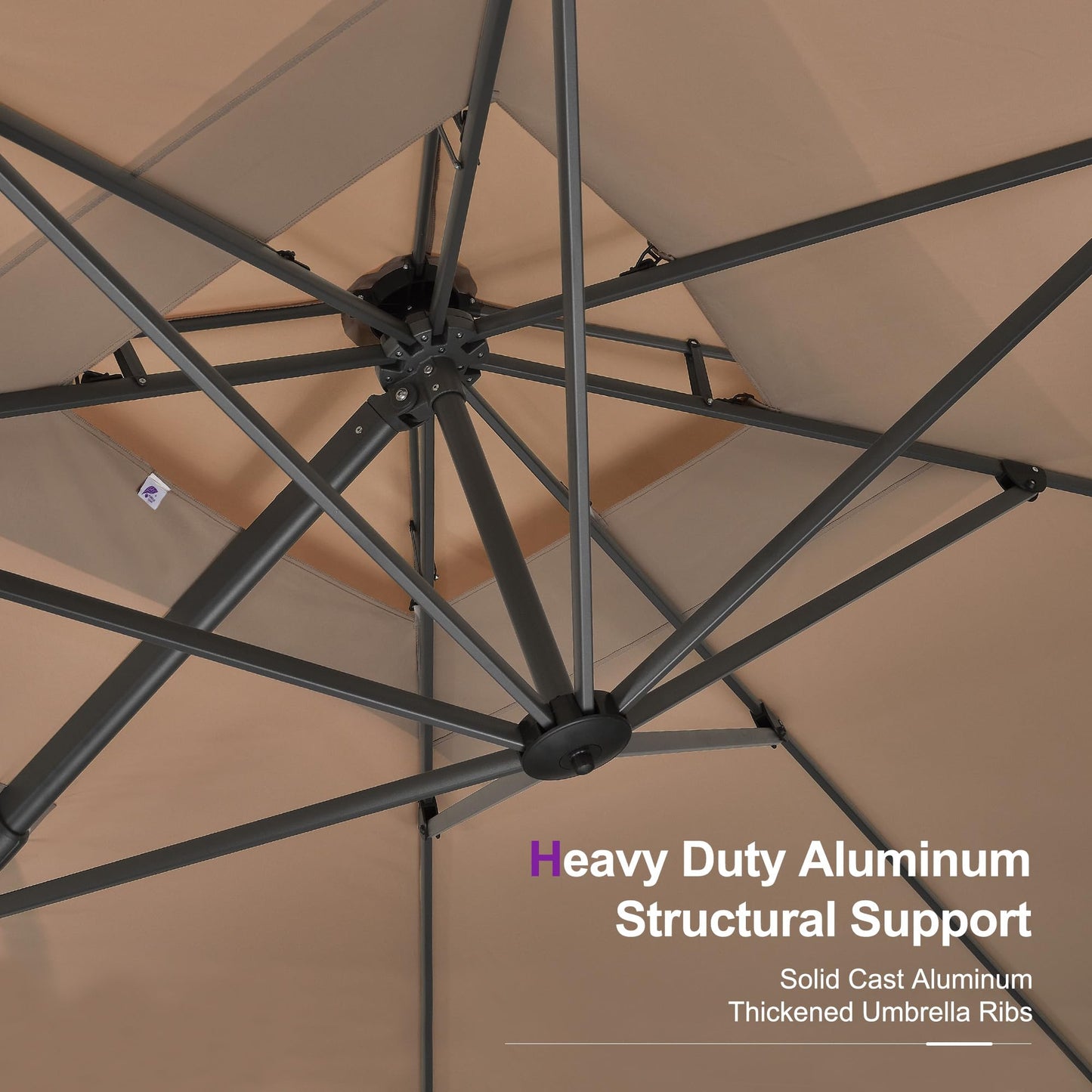 PURPLE LEAF 10' X 13' Cantilever Umbrella with Base Included Patio Outdoor Rectangle Large Deck Heavy Duty Market Sun Umbrella for Garden Backyard Pool Taupe