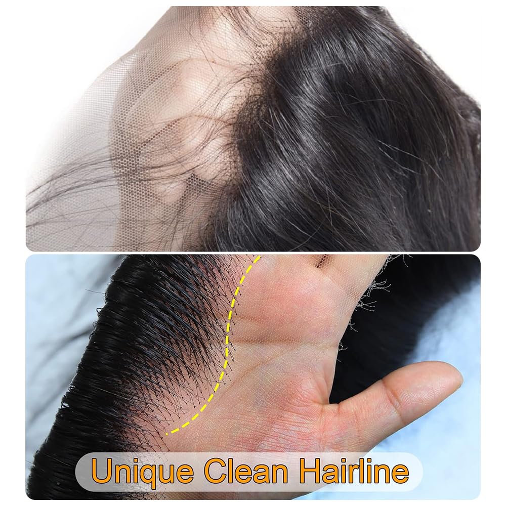 QTHAIR 18A Grade Straight Human Hair HD Lace Frontal 100% Unprocessed Straight Human Hair Frontal Natural Color 16" 13x4 Frontal Pre Plucked Natural Hairline