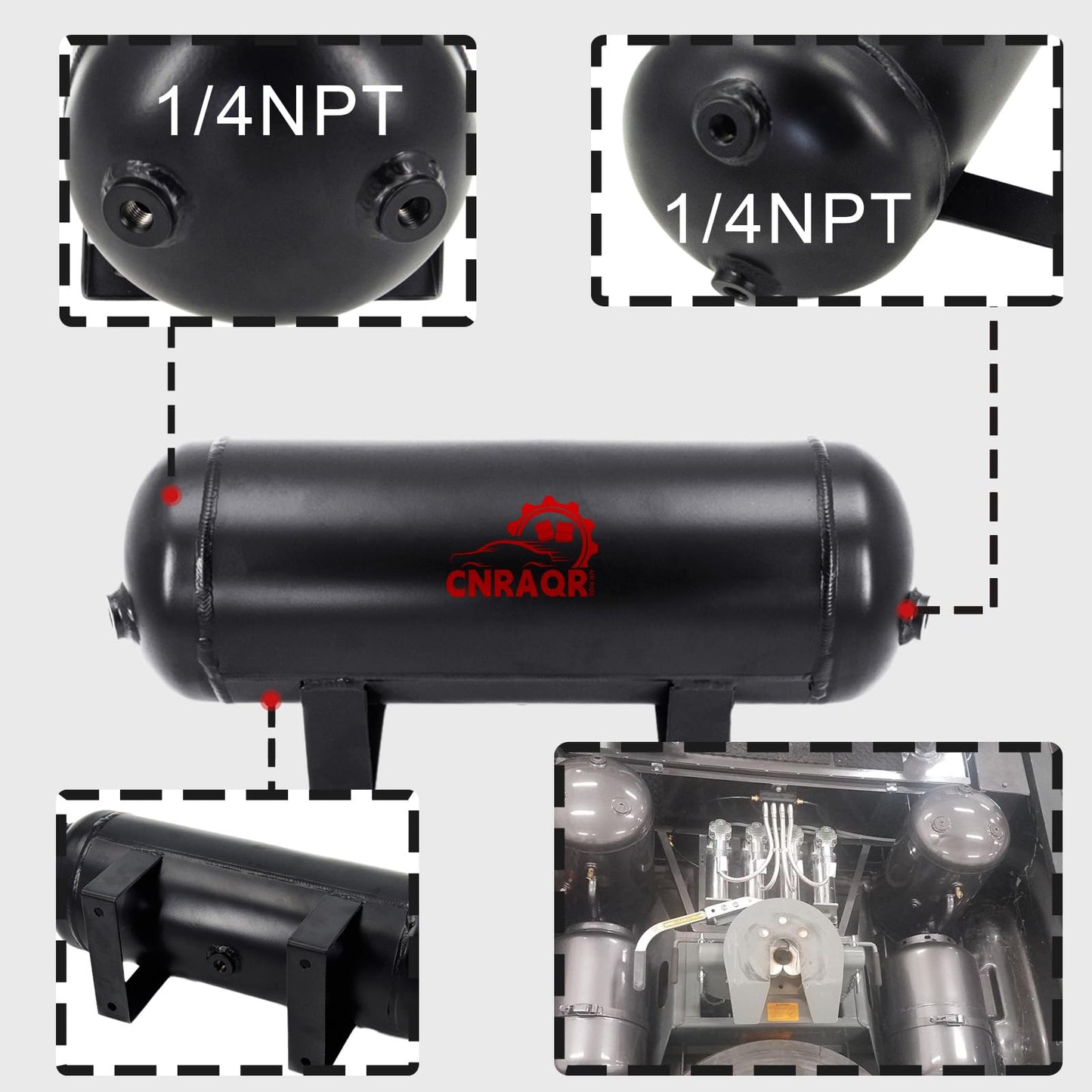 CNRAQR 3 Gallon Air Tank with 200PSI Air Compressor for Suspension/Air Ride/Bag/Car Train Truck Horn Aluminum 12 Liter Compressed air Storage Tank Onboard System Air Suspension Compressor Kit