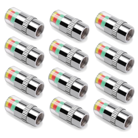 LANCESKEY 12pcs Tire Pressure Caps, Easy to Read 3 Color Car Tire Pressure Monitor Valve Stem Caps, 32-to-35 PSI