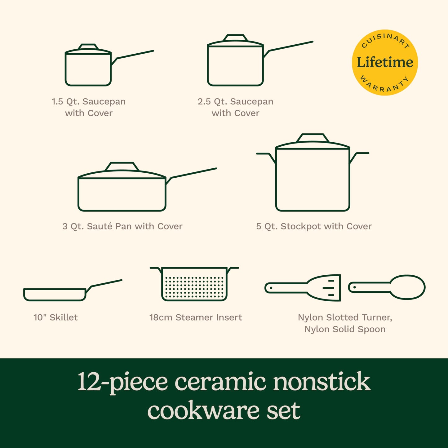 Cuisinart, 12-Piece Classic Ceramic Nonstick Set, 35C-12BK