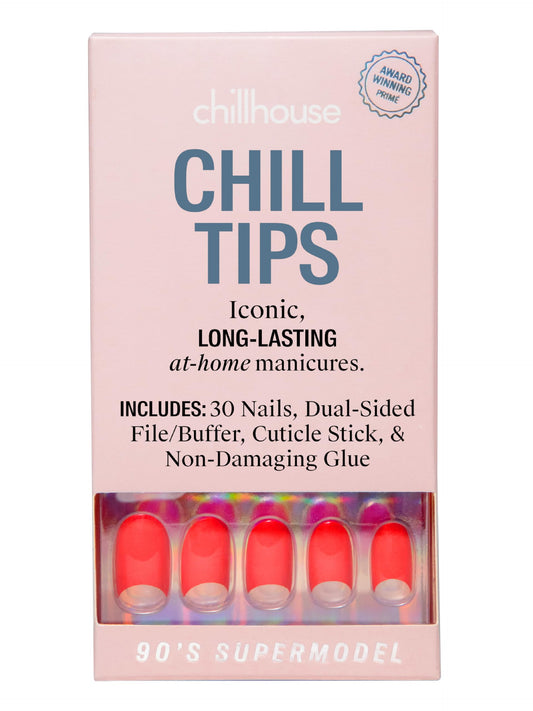 Chillhouse - Chill Tips, Press on Nails Kit - 90's Supermodel - 30 Nail Shapes & Sizes - Up to 2 Weeks Wear - Customizable Fit - Reusable - Latina Founded, Women Owned, Beauty, Self Care
