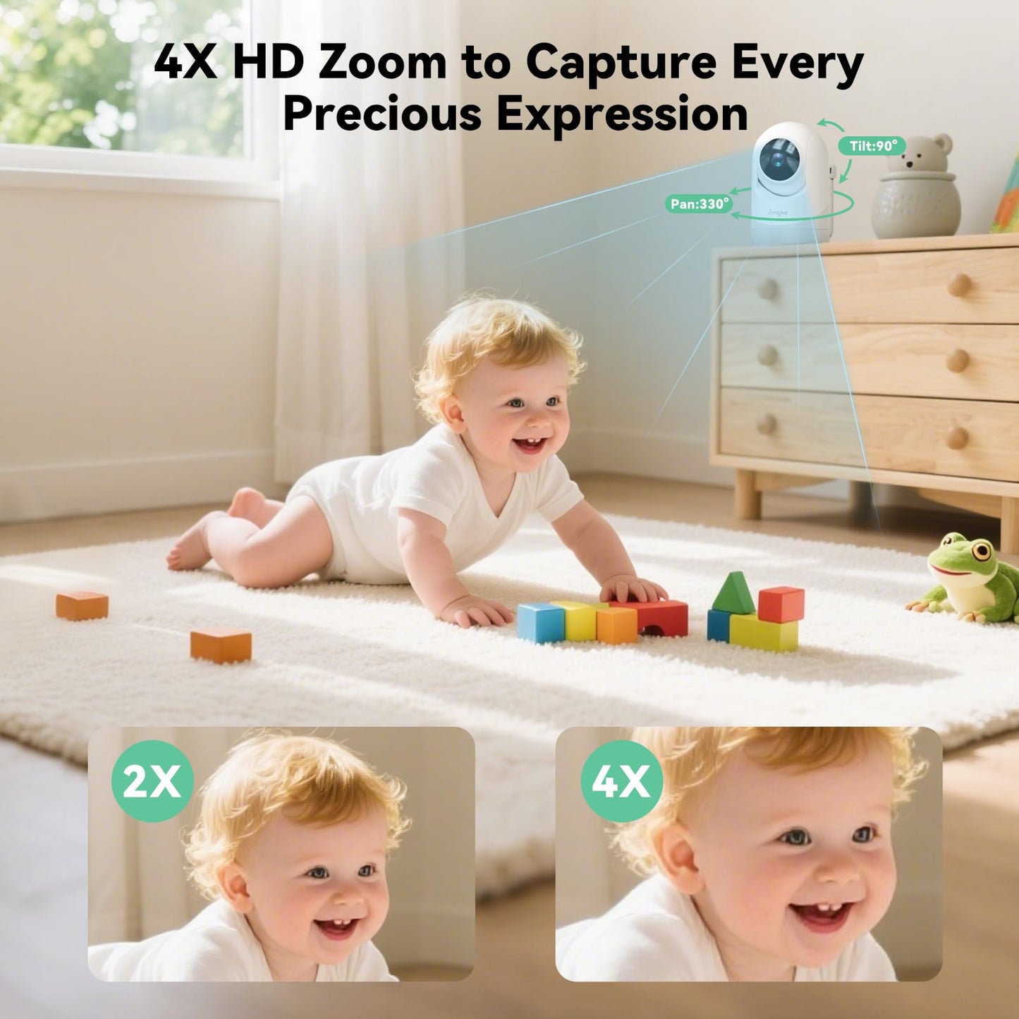 Simyke Video Baby Monitor with Camera and Audio,5inch Screen,720P,No Wifi or Free Smartphone App Mode,Remote Pan/Tilt/Zoom Camera,Lullabies,Feeding Remind,Night Vision,VOX,2-Way Talk,1500ft long Range