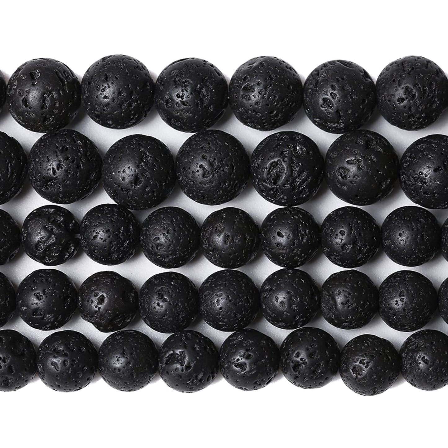 6mm 60pcs Natural Stone Black Volcanic Lava Chakra Spacer Loose Beads for Jewelry Making DIY Bracelet