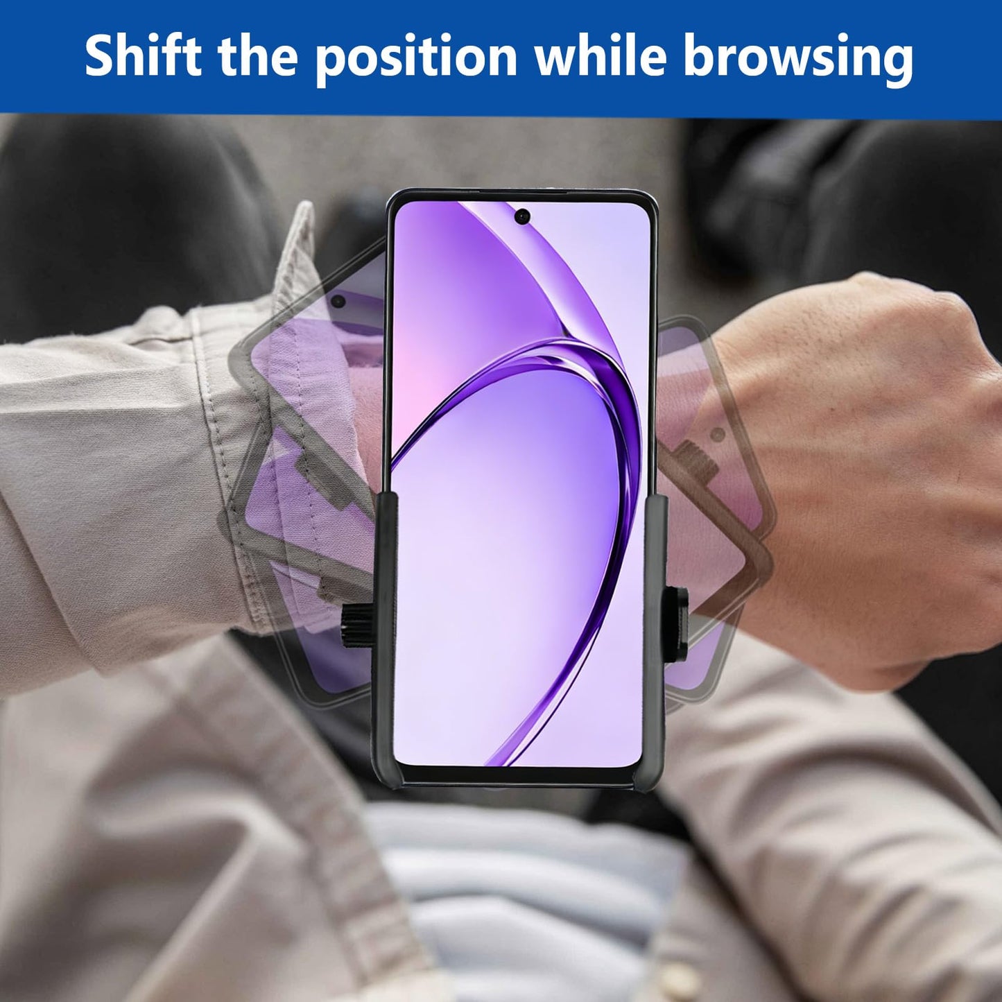 Wristband Phone Holder, No Screen Blocking, 360° Rotating Wrist Phone Mount, Memory Lock, Quick Release, for Android, iPhone 17/16/15/14/13 Pro Max/Pro/Mini/12/11/SE/Xs/XR/8 Plus, Fits 4–6.7" Phones"