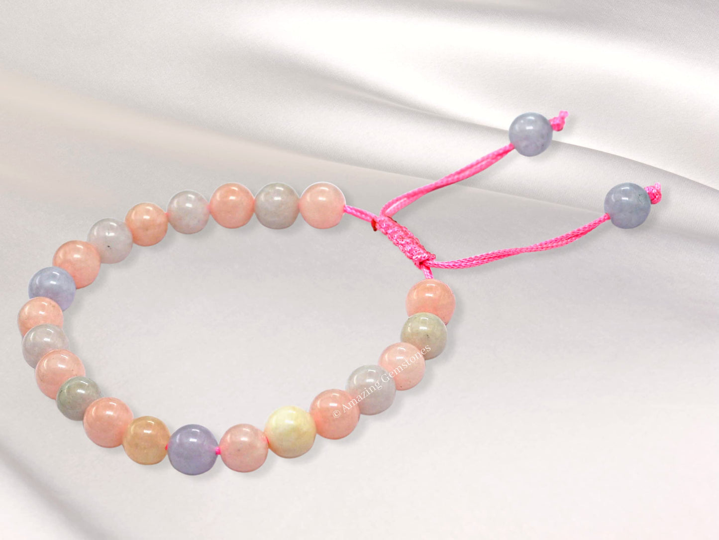 Amazing Gemstone Morganite Bracelet for Women Men's Gifts - Protection Healing Crystal Bracelet - 8mm Gemstones Beaded Adjustable Bracelet Pulseras Para Hombres Mujer Stocking Stuffers