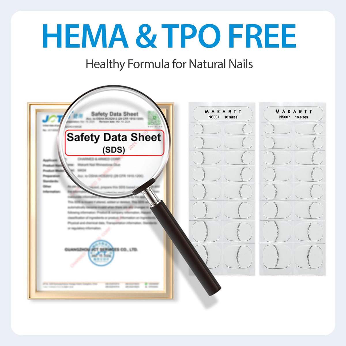 Makartt Semi Cured Gel Nail Strips Kit 2 Packs – Real Gel, Hema & TPO Free, 16 Sizes Anti-Lift Design, UV Required, Long Wear, Dual-Ended Tool & Prep Kit (White French Tip)