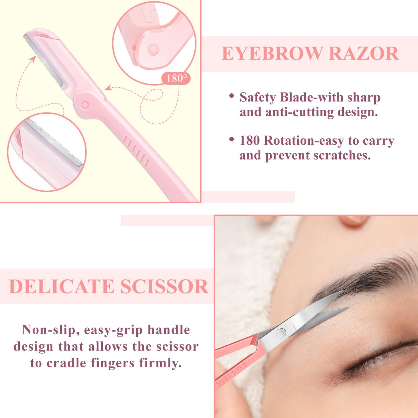 Eyebrow Tweezers for Women Facial Hair, 10 in 1 Eyebrow Kit with Pimple Popper and Blackhead Remover Tool, Ingrown Hair Tweezers Set with Travel Bag, Hair Plucking Daily Beauty Tools