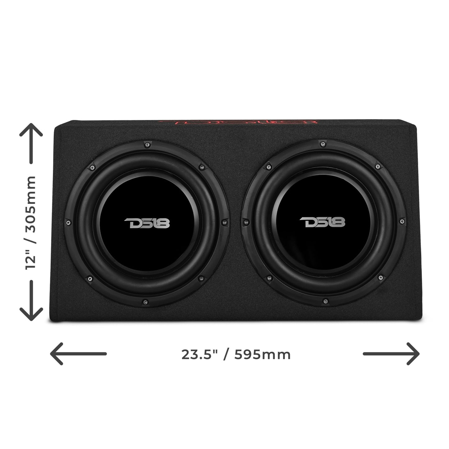 DS18 PU210A 10" Active Subwoofer Shallow Enclosure with 10" Passive Subwoofer for Pick-Up Trucks, Enclosure with Dual 10" Subwoofers 350 Watts Each, Designed for Tight Spaces, Great for Trucks