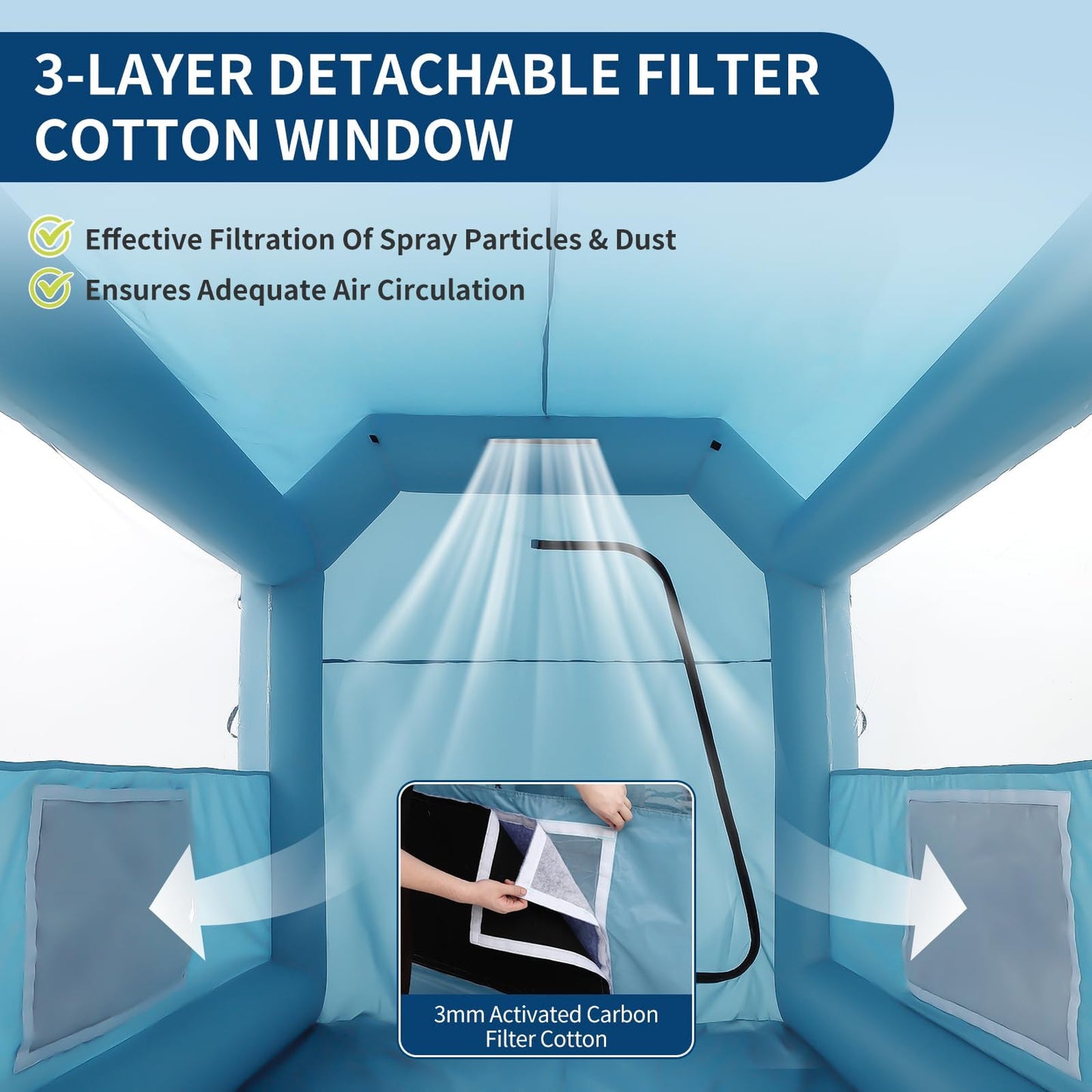 GAOMON Portable Inflatable Paint Booth 10x8x8Ft for Cars & Auto Parts - 480W Blower, Durable Oxford Fabric Spray Tent, Home DIY Project Booth