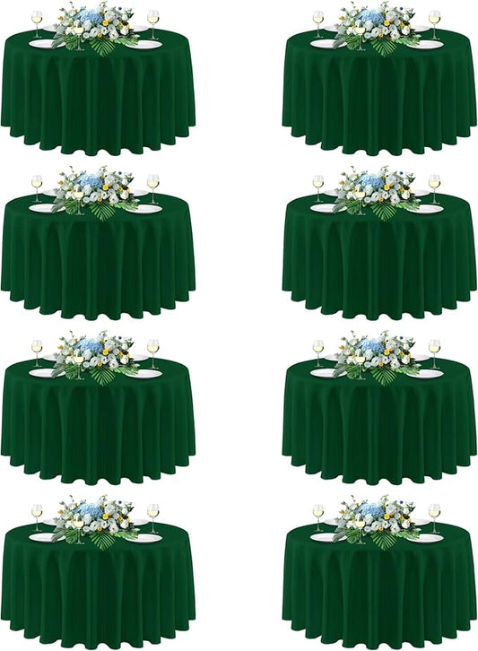 sancua 90 Inch Round Tablecloth, 8 Pack Hunter Green - Circle Polyester Fabric Table Cloth for Christmas Party Reception Banquet Birthday, Washable Formal Table Cover (Fit 30-72 Inch Tables)
