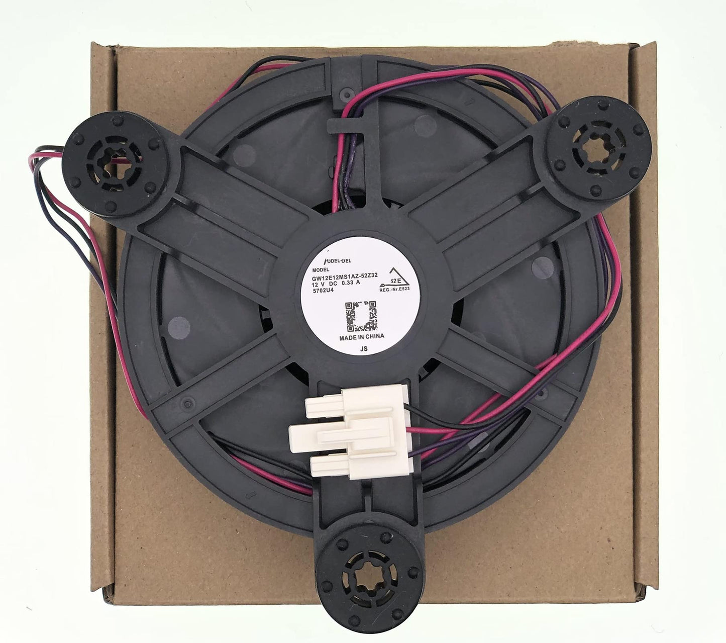 GW12E12MS1AZ-52Z32 Refrigerator Cooling Fan Motor Compatible with Haier Refrigerator，DC 12V 0.33A 3-Wire 5500RPM Size :120×120×38mm