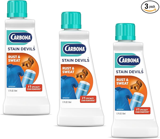 Carbona Stain DevilsÂ® #9 | Rust & Perspiration | Professional Strength Laundry Stain Remover | Multi-Fabric Cleaner | Safe On Skin & Washable Fabrics | 1.7 Fl Oz, 3 Pack