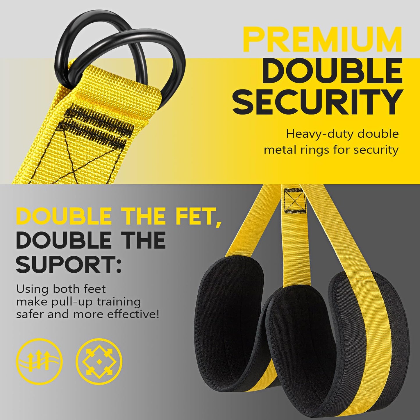 HOXWC Pull Up Assistance Bands, Adjustable Heavy Duty Resistance Band for Pull Up, 3 Pull Up Bands, Comfortable Fabric Feet/Knee Rest, Assistance Bands for Pull-Up, Home Fitness, Body Stretching