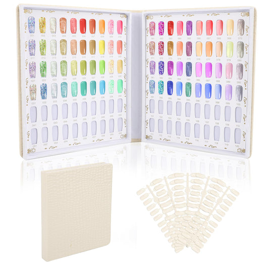 Segbeauty 120 Colors Nail Polish Display Book, Nail Color Chart with 120 False Nail Tips, Professional Nails Gel Card Board Nails Salon Practice Design Display Chart for DIY Fingernail Art