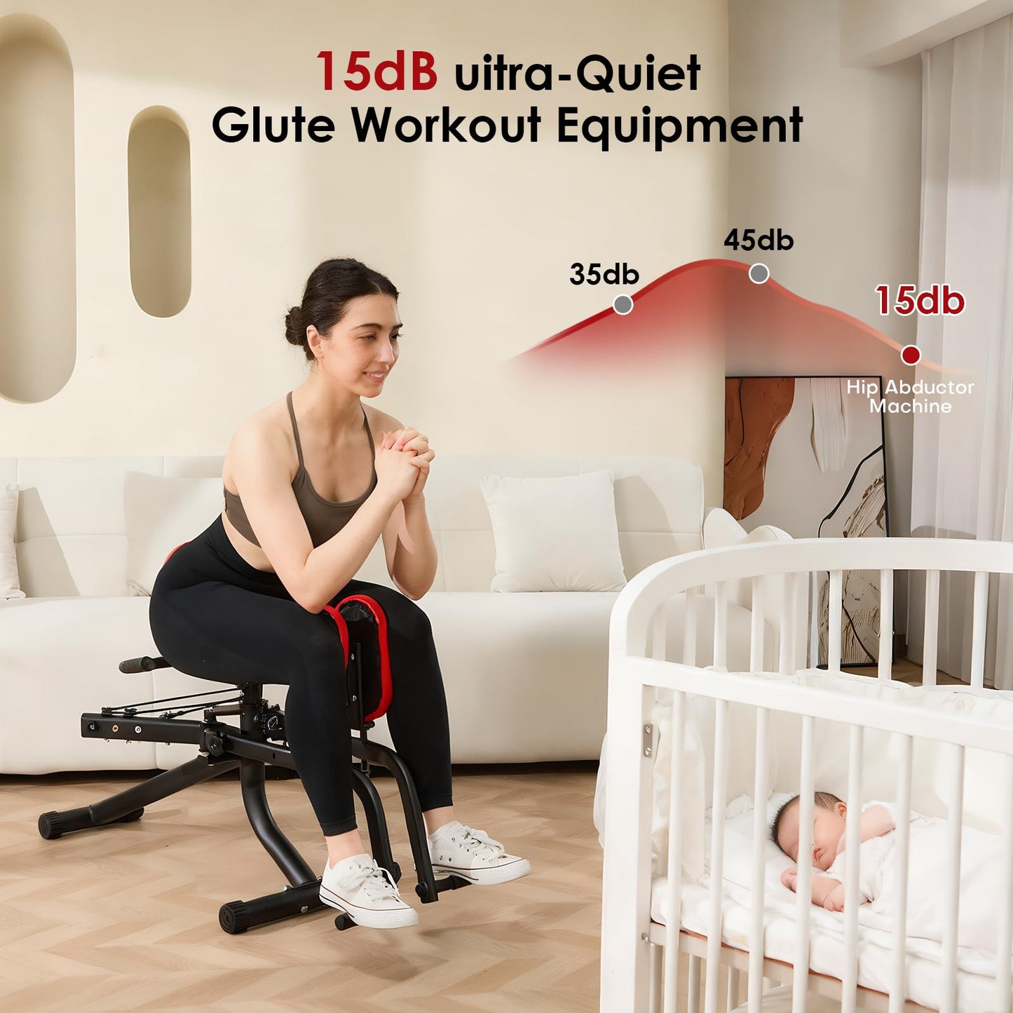 Ocdin Hip Abductor Adductor Machine for Home Gym, Inner and Outer Thigh and Glute Workout System (Black)