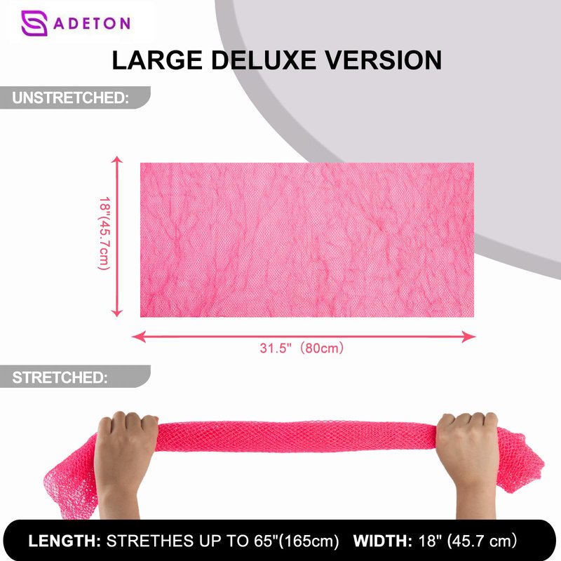 African Net Sponge Authentic, Exfoliating Bath Net Cloth, Real Knotted African Wash Net, Black Owned Sapo Afro Body Scrubber, Shower Essential Body Exfoliator, Large Deluxe Version (Pink Large)