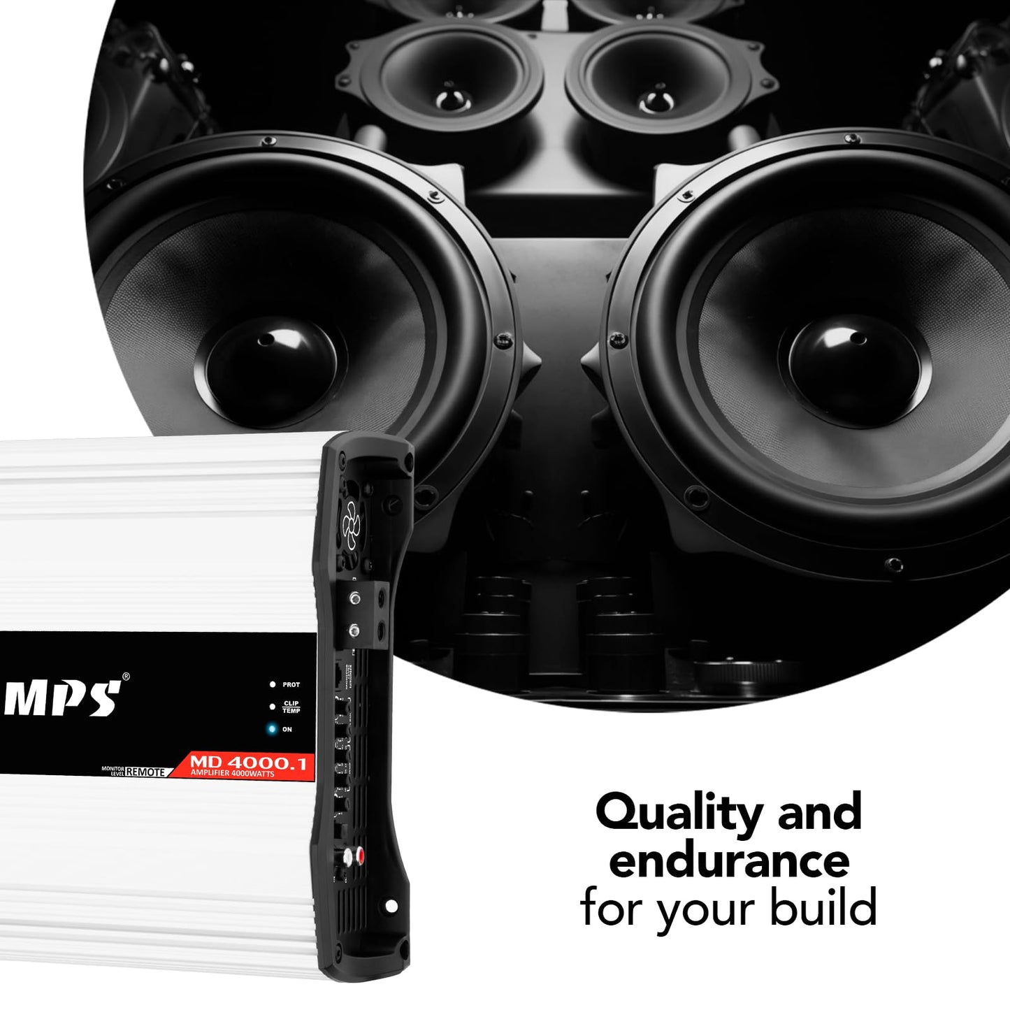 Taramps MD 4000.1 1 Ohm Car Audio Amplifier, 4000W RMS Full Range Digital Monoblock Class D Mosfet Amp, Crossover High/Low Pass Filter, Bass Boost, Gain Control LED Power Indicator, High Performance