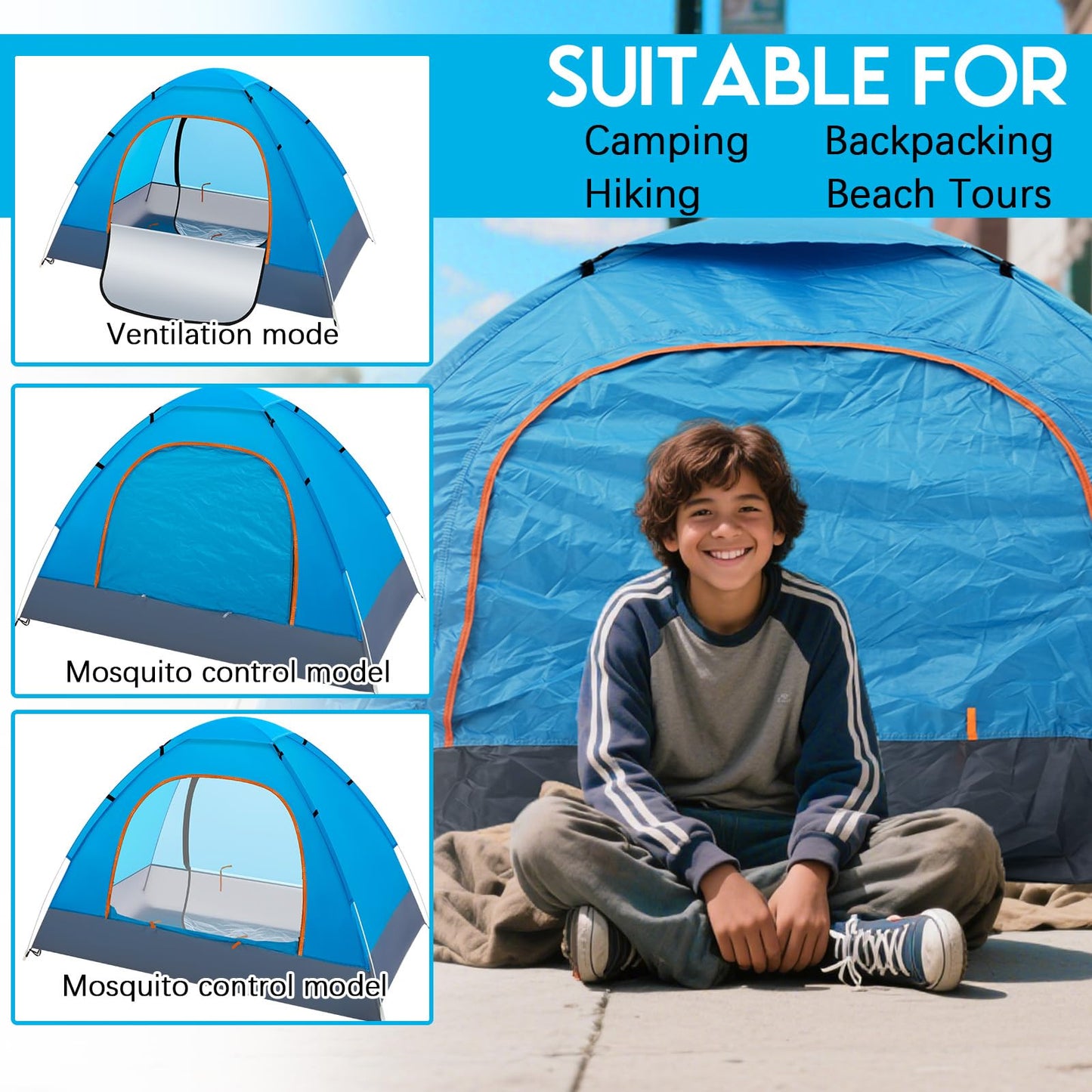 Wowangce 10 Pcs Camping Tents for Homeless Bulk Homeless Backpacking Supplies 2 Person Pop up Adult Waterproof Instant Easy Setup Tent for Hiking, Outdoor, Travel, Camping, Donation (Blue)