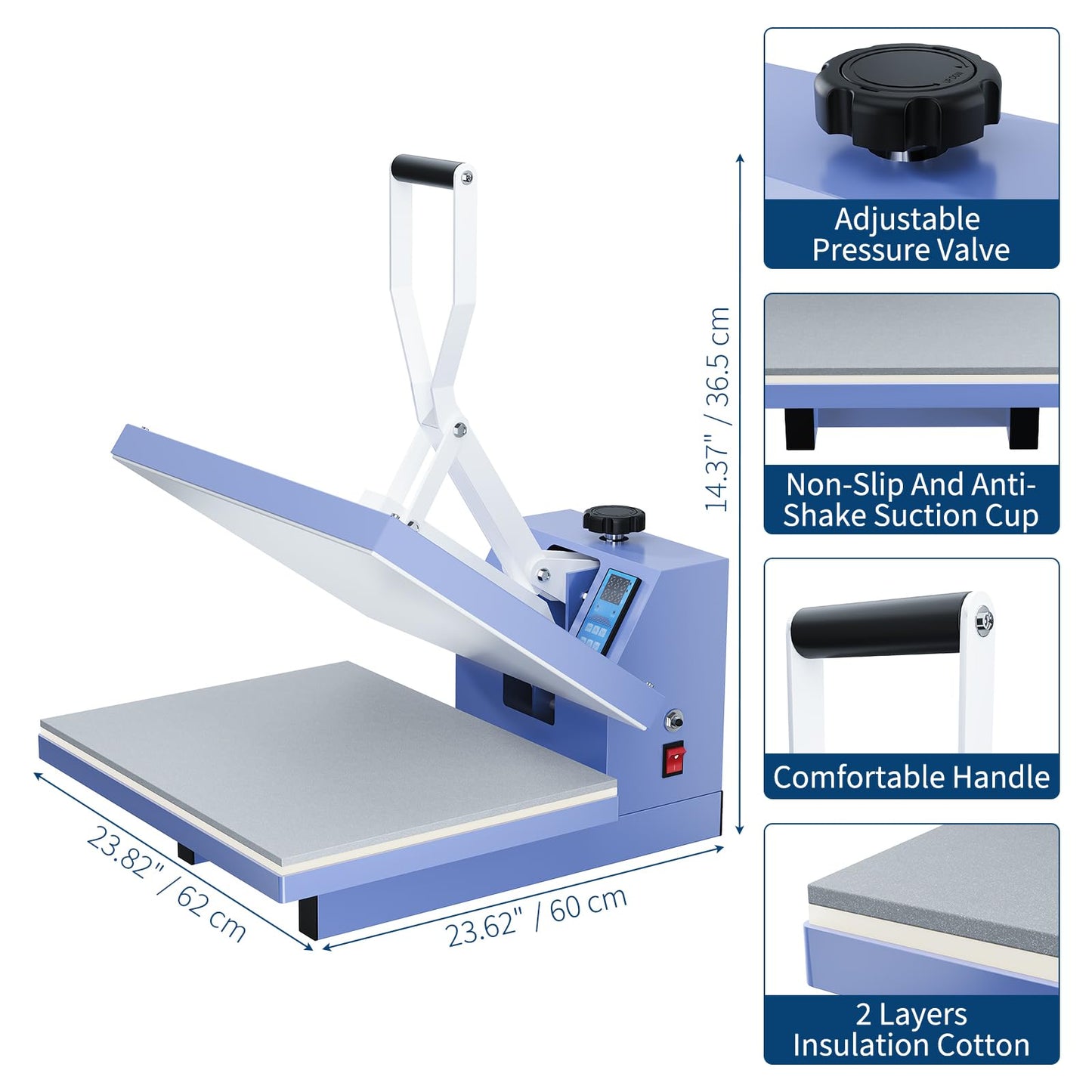 Heat Press 16"x20", Heat Press Machine, Even Heating Technology, Large Operating Panel, Industrial Digital Heat Transfer Machine Sublimation for T-Shirts, Clothes, Canvas Bags, Red