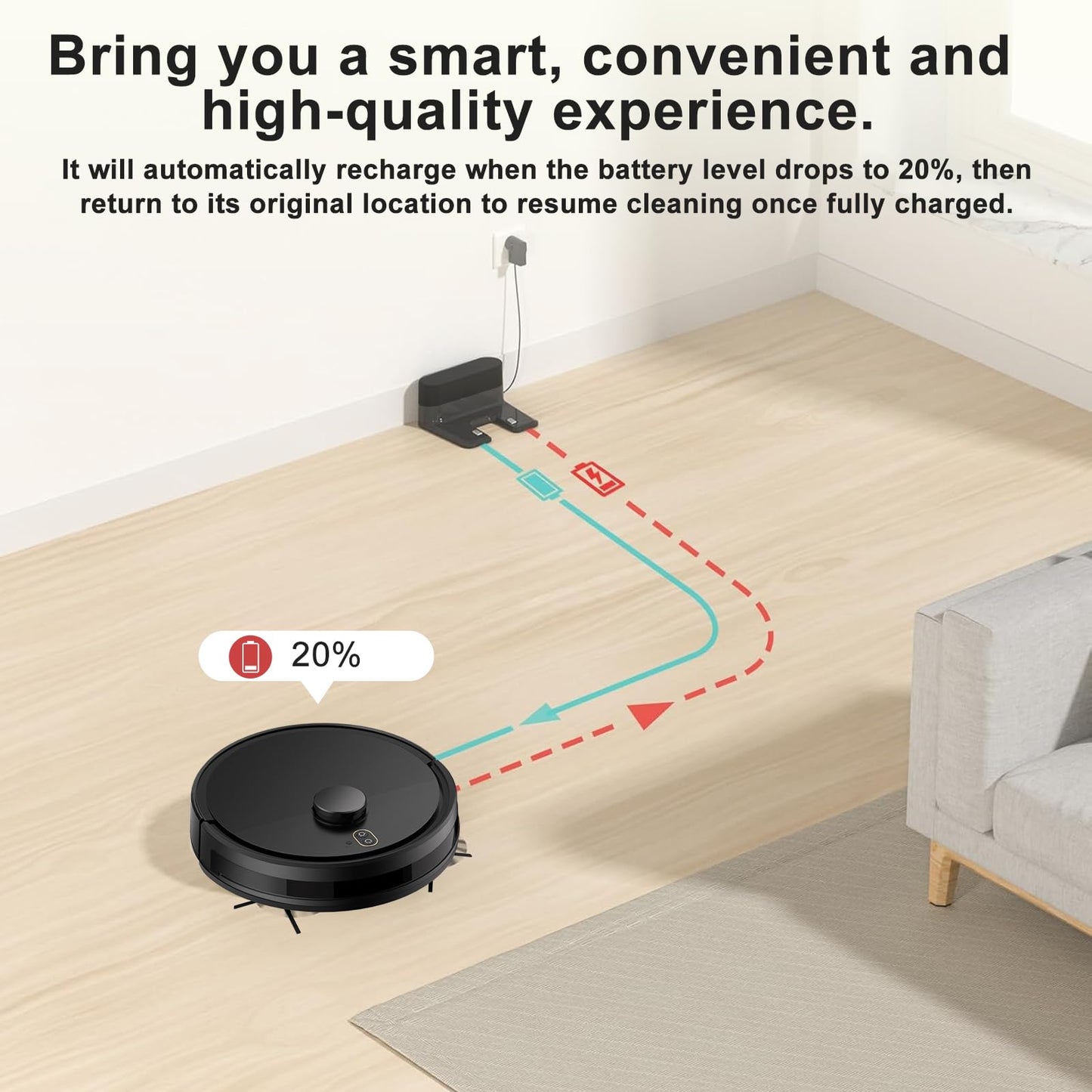 Robot Vacuum and Mop Combo, Robotic Vacuums with LiDAR Navigation, Smart Mapping, Strong Suction, with WiFi/App/Alexa/Voice Control, Obstacle Avoidance, for Home, Wood/Hard Floors, Pet Hair Black
