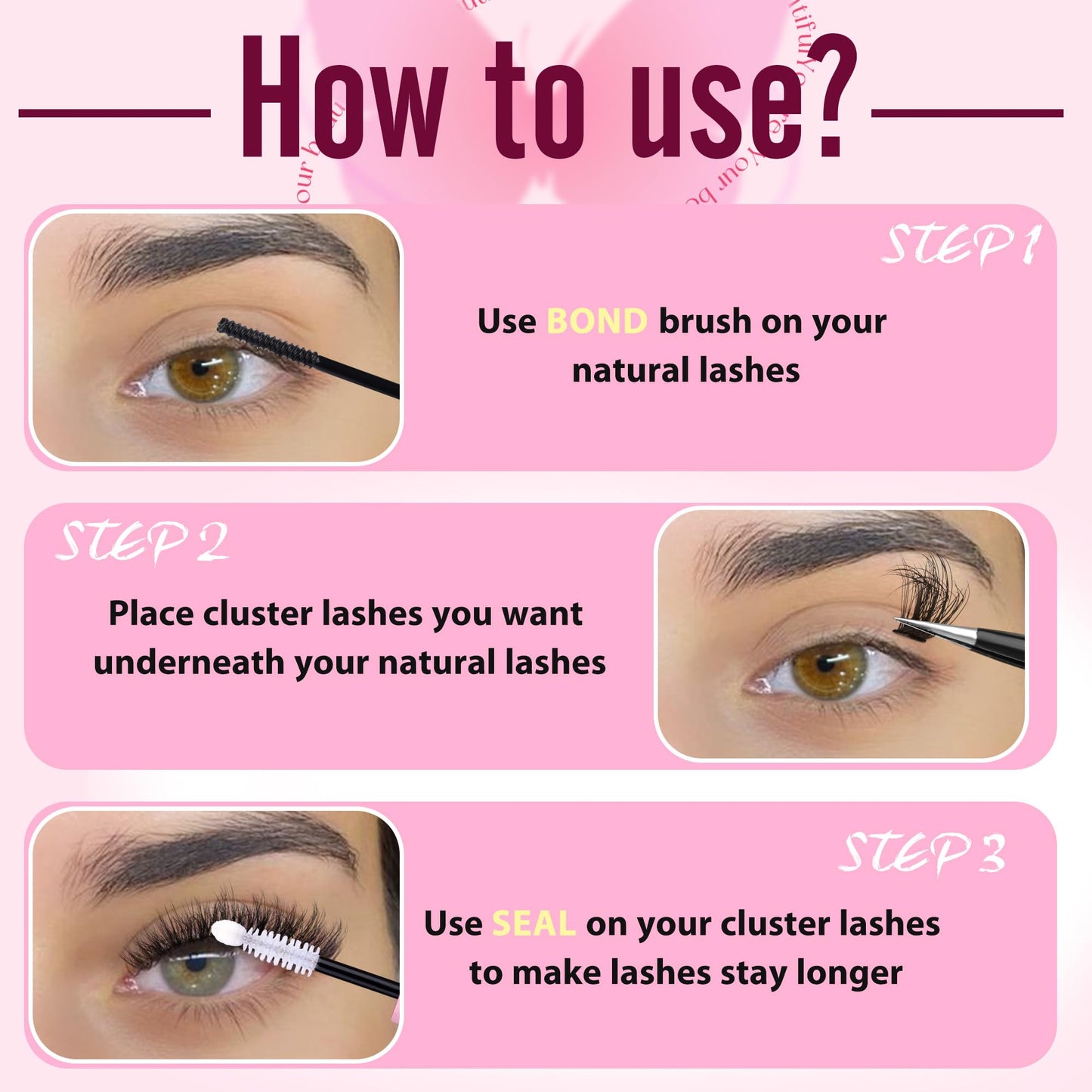 Fluffy Lash Extension Kit 60D+80D+100D Lash Clusters Thick Eyelash Extension Kit 10-18mm Individual Lashes Kit 300PCS Eyelashes Extension with Bond and Seal and Lash Extension Tweezers by TNFVLONEINS