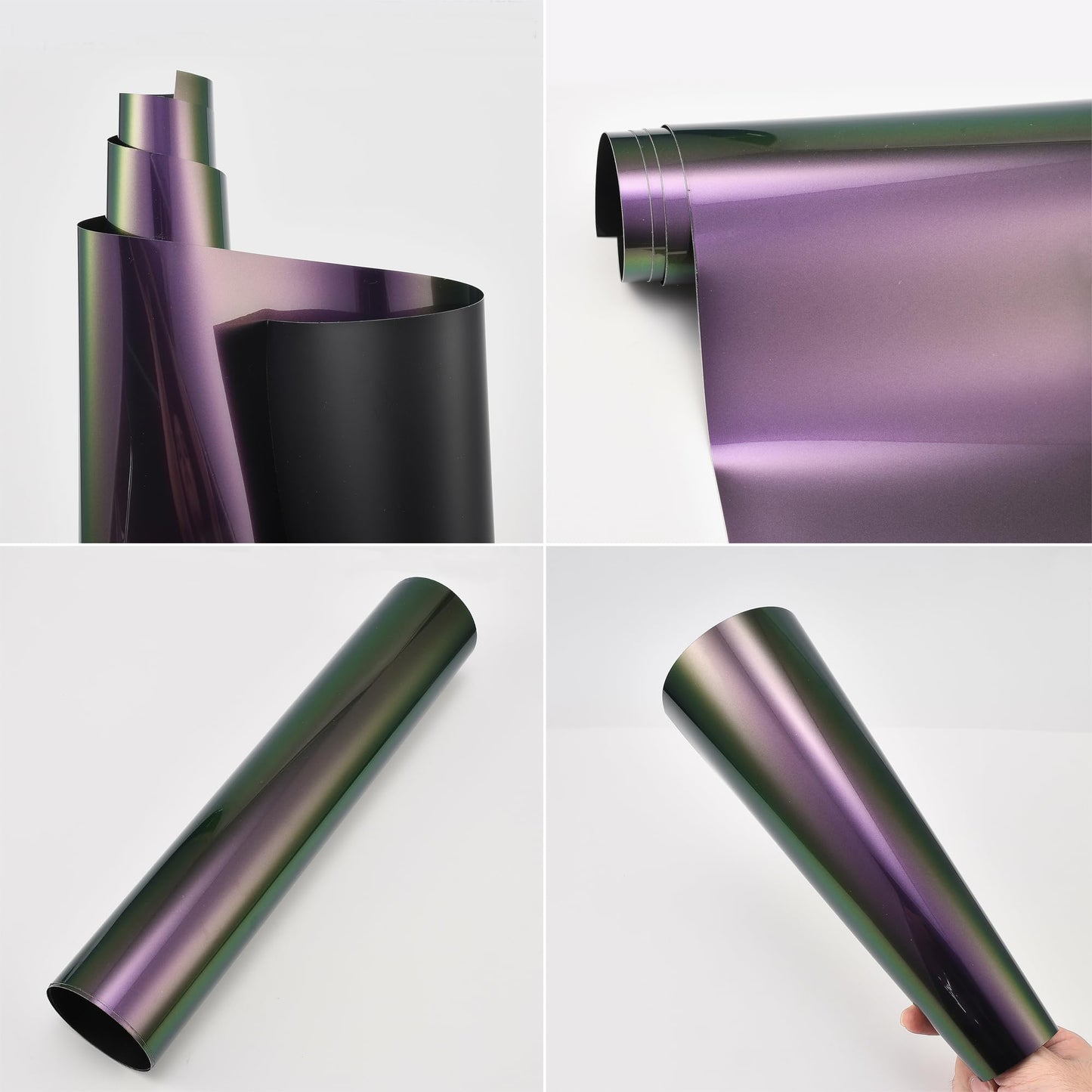 AuMoHall Gloss Purple to Mystic Green Metallic Chameleon Vinyl Wrap High Glossy Color-Shift Vehicle Car Body Vinyl Film Roll, 669.29" x 59.84" (The Whole Roll)
