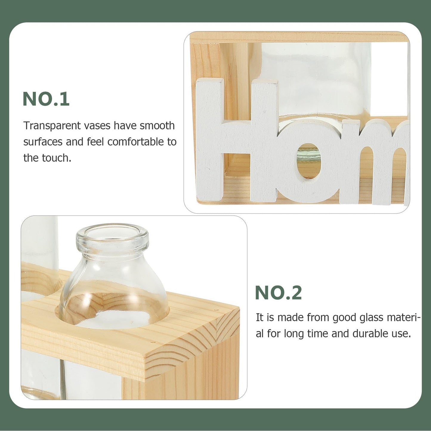 SUPVOX Nordic Style Glass Hydroponic Planter Vase with Wooden Stand, 2pcs Desktop Water Propagation Station for Home Plant Terrarium Decoration
