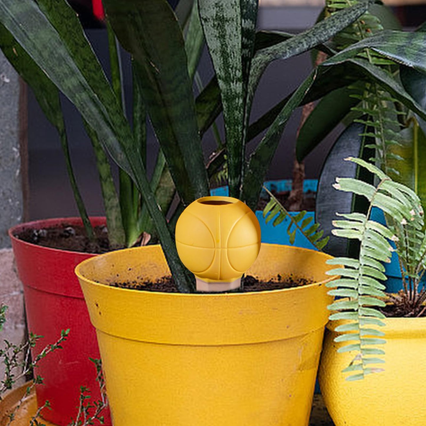 4 Pack Terracotta Watering Spikes, Vacation Self-Watering Planters Devices - Continuous Moisture with Slow Release Watering System - Perfect for Indoor Outdoor Plants (Basketball)